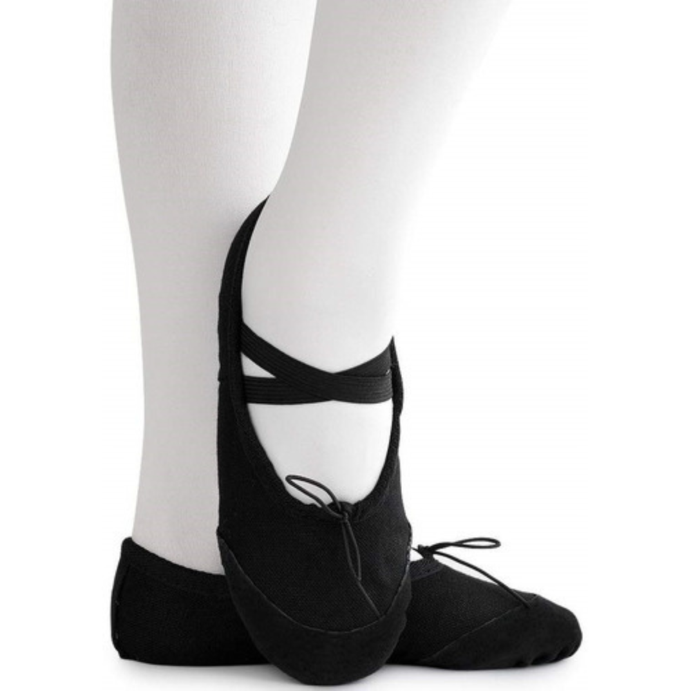 Zapatilla Ballet Negro Lona Cuero