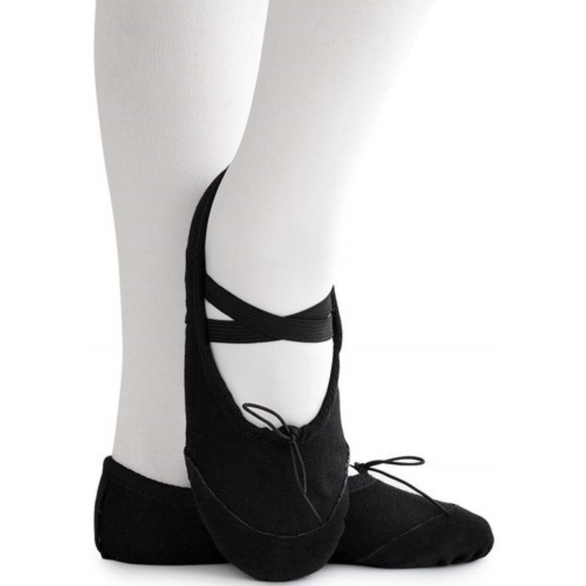 Zapatilla Ballet Negro Lona Cuero | La Pascalle