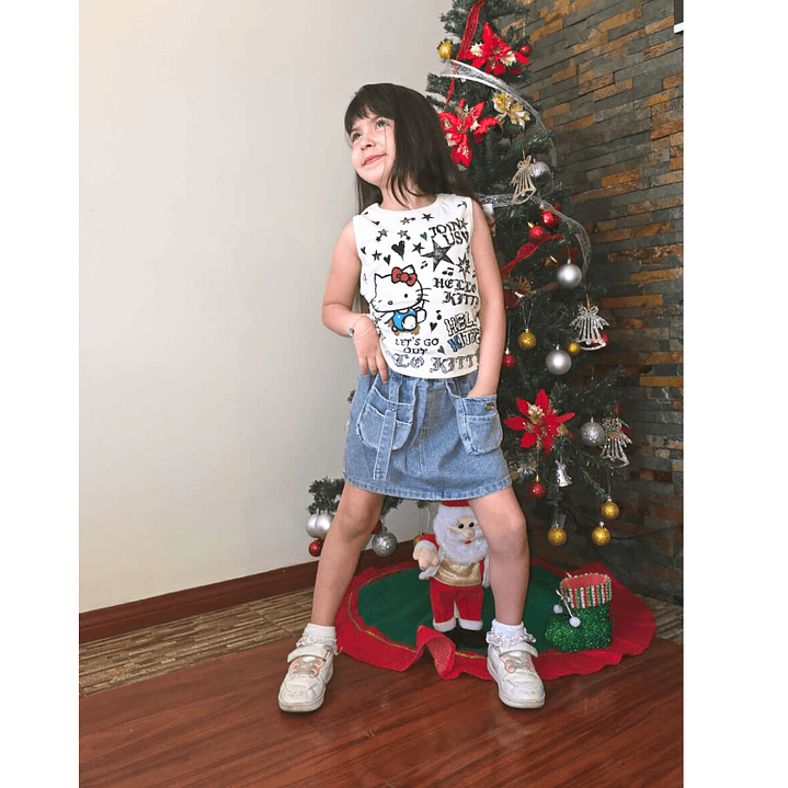 Conjunto Infantil Hello Kitty - Falda de Jean y Polera Estampada 6