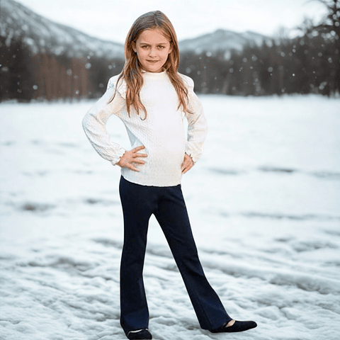 Calza Flare Wide Cotele  Forrada en Micropolar para Niñas 