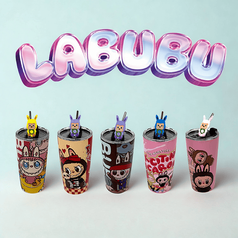 Vaso Infantil Labubu con Bombilla y Tapa Antiderrame 