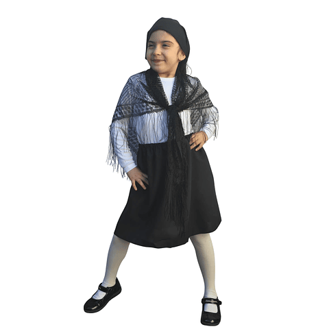 Pack Traje Típico Negro Niña + Camiseta Blanca + Pantys