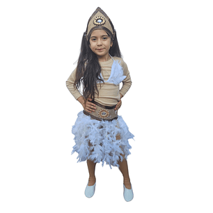 Pack Traje Pascuense Niña con Plumas + Camiseta + Calza + Pantys
