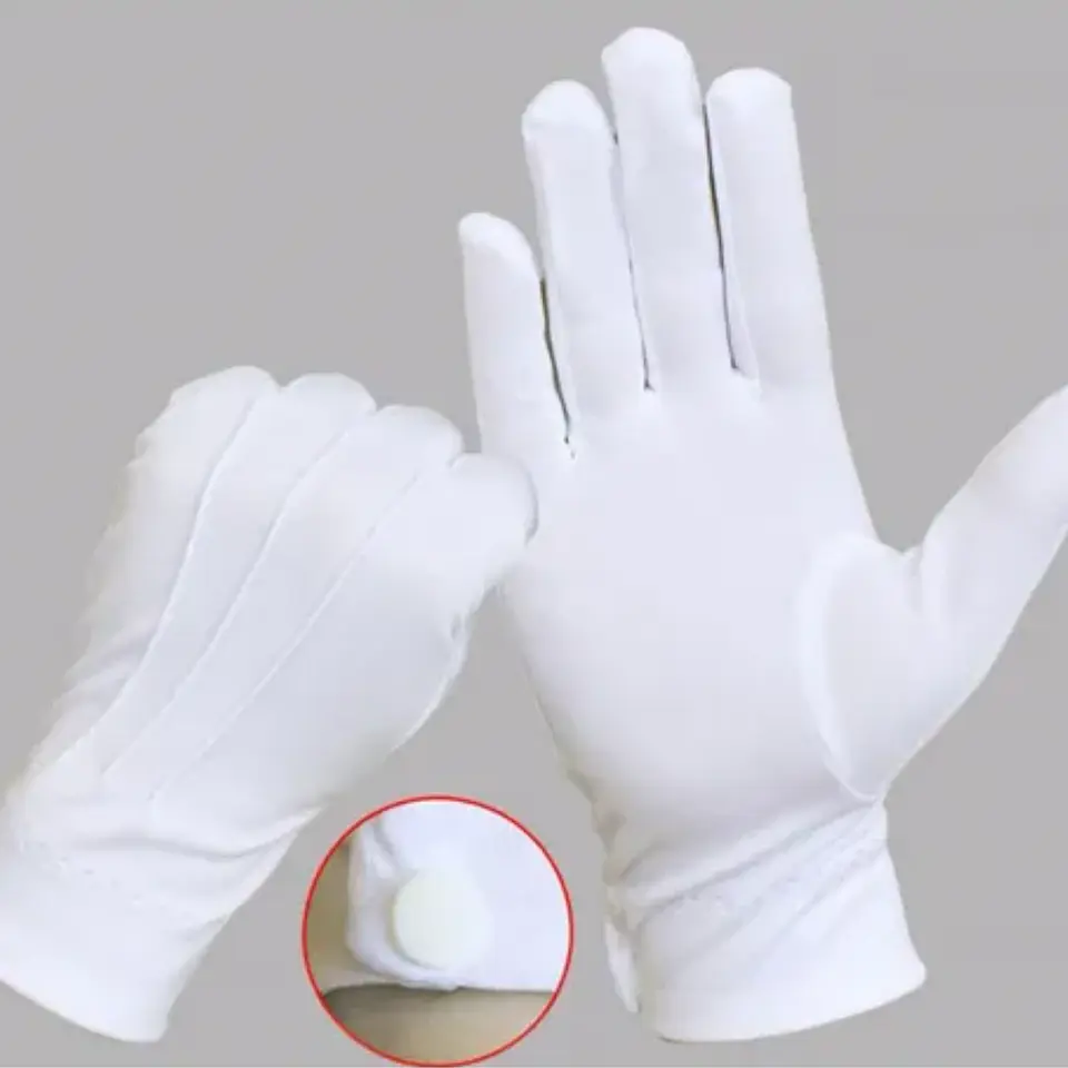 Guantes Blancos Talla Grande con Botón 3