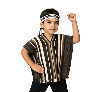 Poncho Mapuche Niños + trarilonco 