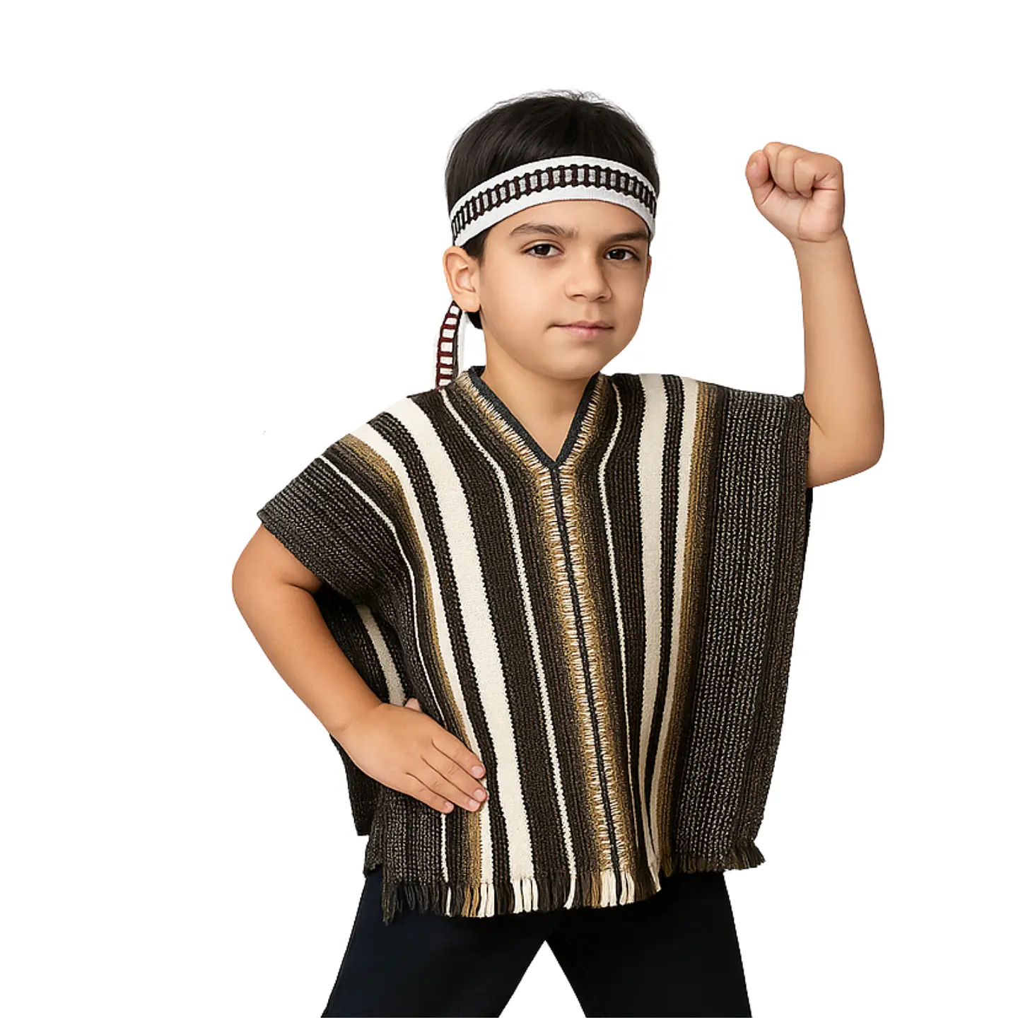 Pack Poncho Mapuche Niños + trarilonco  1