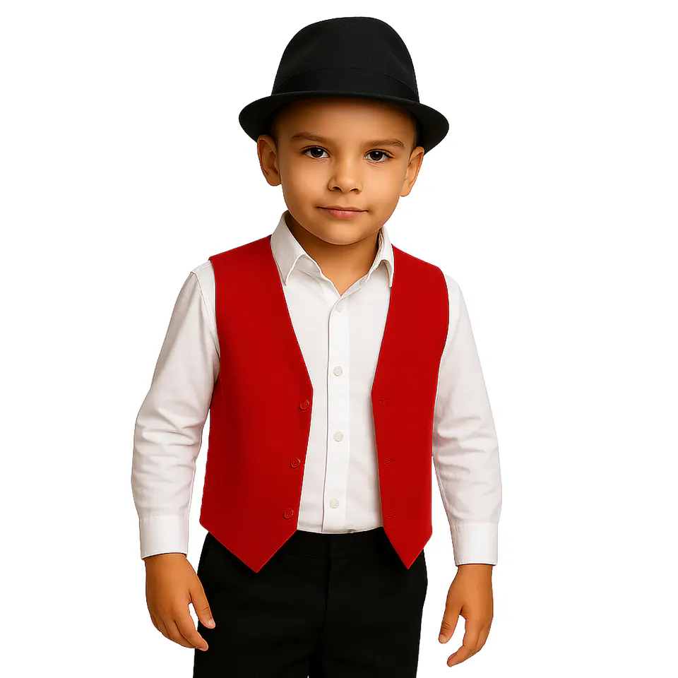 Bolero Rojo para Traje Típico de Niño | Gilet Escolar Fiestas Patrias 1