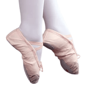 Zapatilla Ballet Rosada Lona Cuero