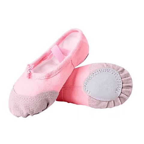 Zapatilla Ballet Rosada Lona Cuero