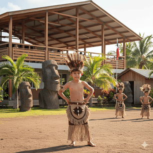 Traje Típico Pascuense Café para Niño – 5 Piezas