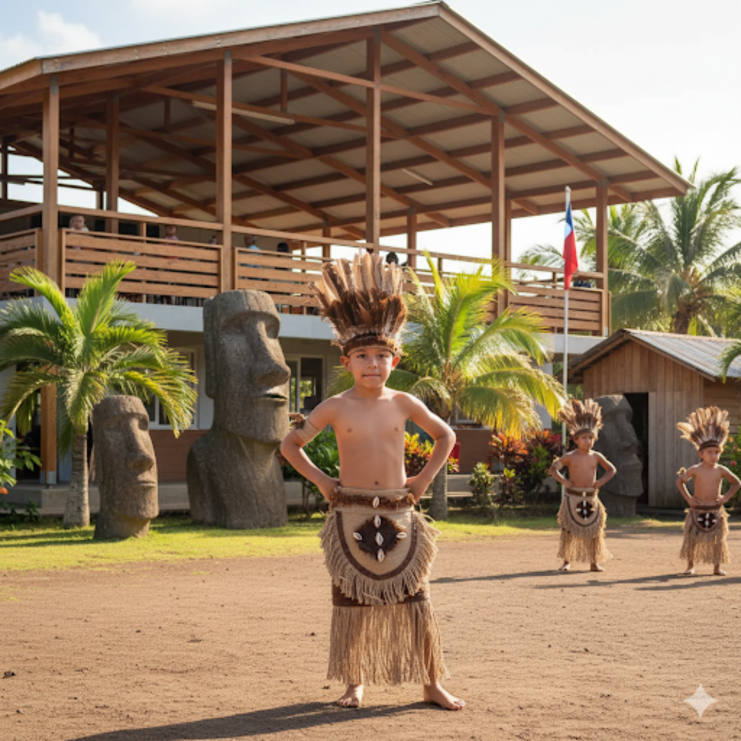 Traje Típico Pascuense Café para Niño – 5 Piezas 1