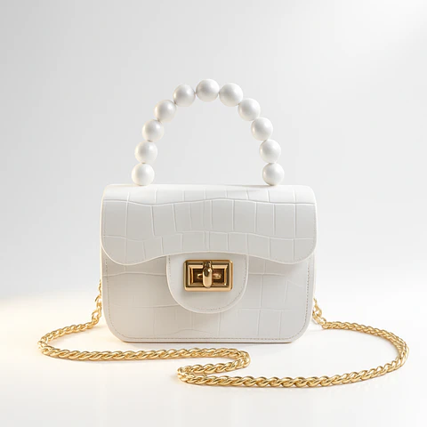 Mini Cartera Infantil Perlas & Cadena Dorada