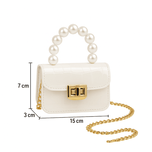 Mini Cartera Infantil Perlas & Cadena Dorada 5