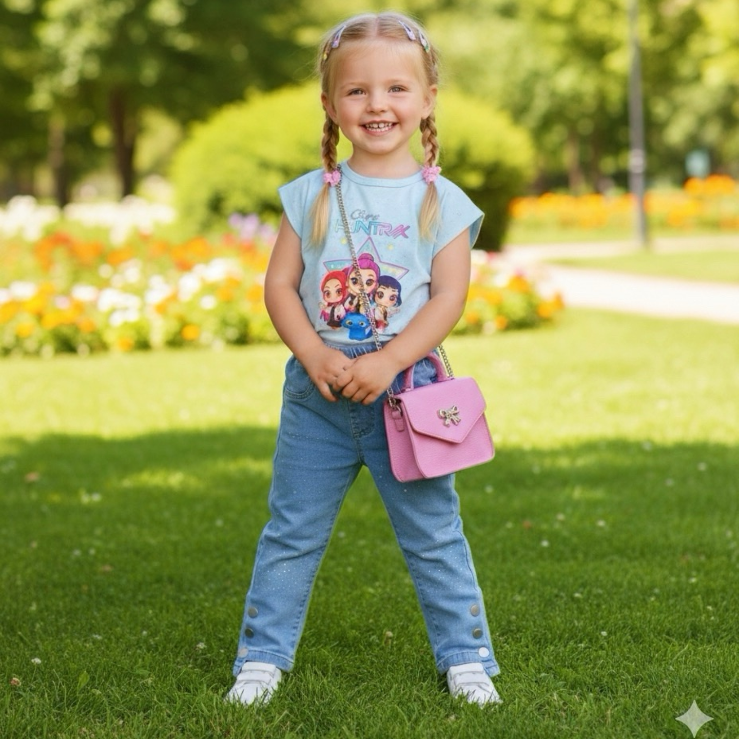 Polera Infantil Huntrix Star Manga Volante 3