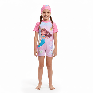 Traje de Baño Enterito Niña Sirenita Corona 