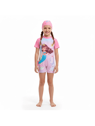 Traje de Baño Enterito Niña Sirenita Corona 