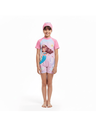 Traje de Baño Enterito Niña Sirenita Corona 