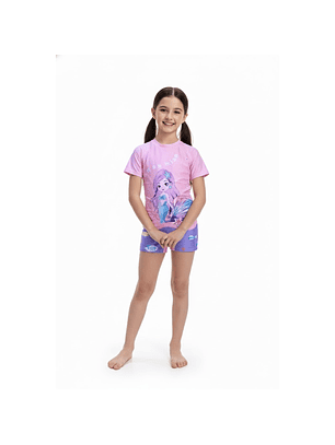 Traje de Baño Infantil Sirenita – Con Polera UV + Short