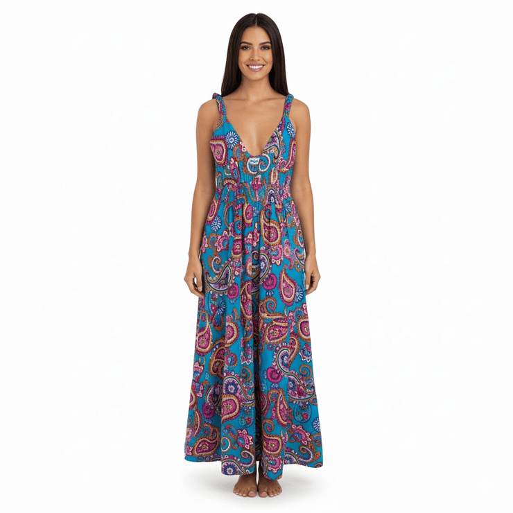 Vestido largo paisley de rayón – boho chic verano 4