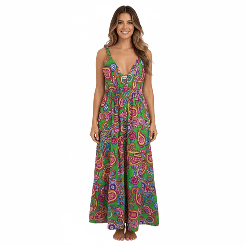 Vestido largo paisley de rayón – boho chic verano 6