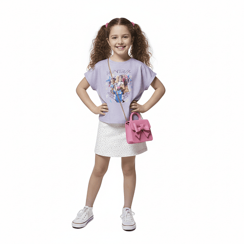 Polera Infantil Huntrix Star Manga Volante