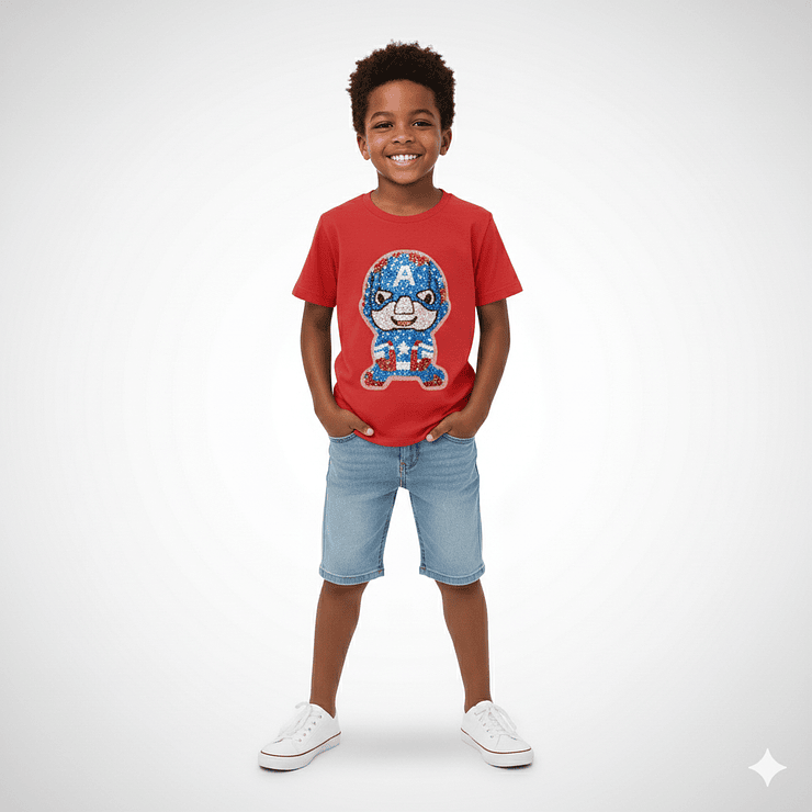 Polera Infantil “Hero Spark” con Lentejuelas y Luces LED 1