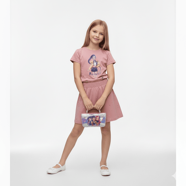 Conjunto Rumi Algodón Premium – Polera + Falda con Pedrería 4