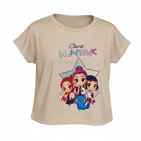 Polera Infantil Huntrix Star Manga Volante 6