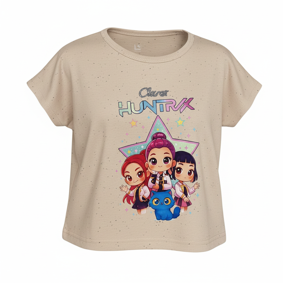 Polera Infantil Huntrix Star Manga Volante 6