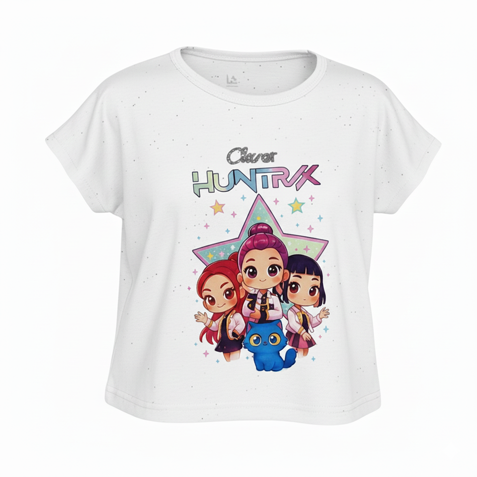 Polera Infantil Huntrix Star Manga Volante 7