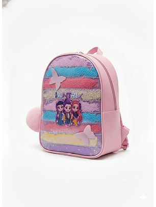 Mochila Infantil Huntrix Rosa con Glitter y Diseño 3D
