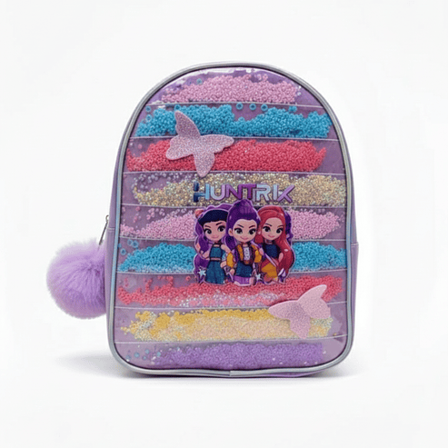 Mochila Infantil Huntrix Rosa con Glitter y Diseño 3D 3