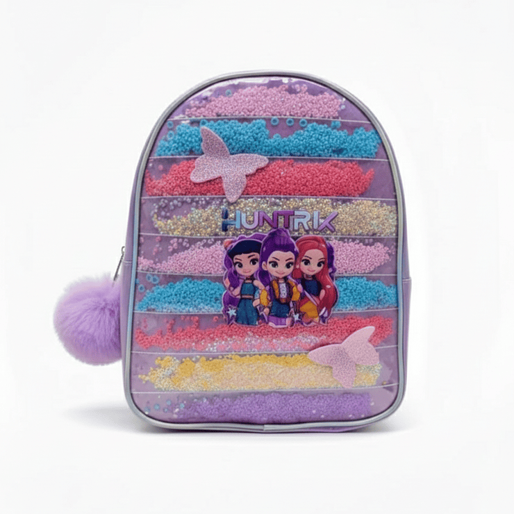 Mochila Infantil Huntrix Rosa con Glitter y Diseño 3D 3