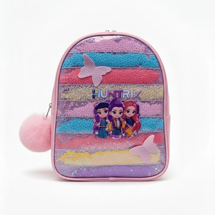 Mochila Infantil Huntrix Rosa con Glitter y Diseño 3D 4