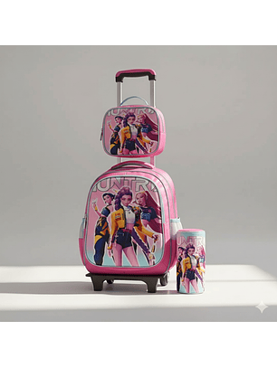 Pack Escolar Premium 3-en-1: Mochila con Ruedas, Lonchera Térmica y Estuche - Edición 