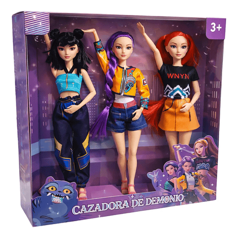 pack 3 Muñecas Guerreras K-pop Demon Hunters 