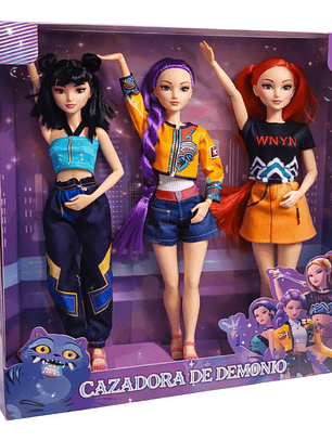 pack 3 Muñecas Guerreras K-pop Demon Hunters 