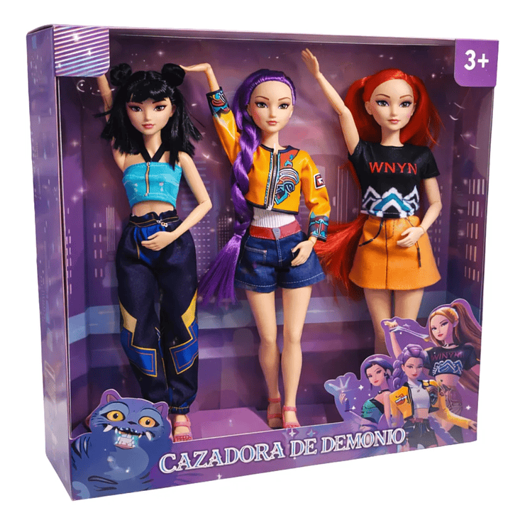 pack 3 Muñecas Guerreras K-pop Demon Hunters  1