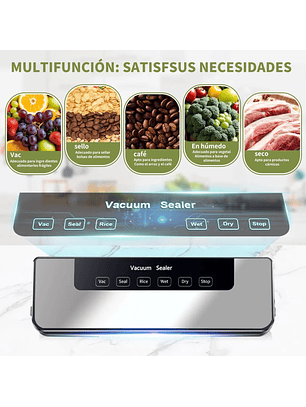 Maquina Selladora Vacío Alimentos 120w 6 En 1 Con 50 Bolsas Gris