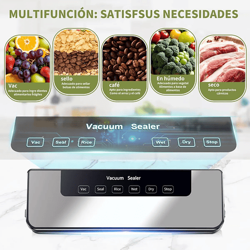 Maquina Selladora Vacío Alimentos 120w 6 En 1 Con 50 Bolsas Gris 2