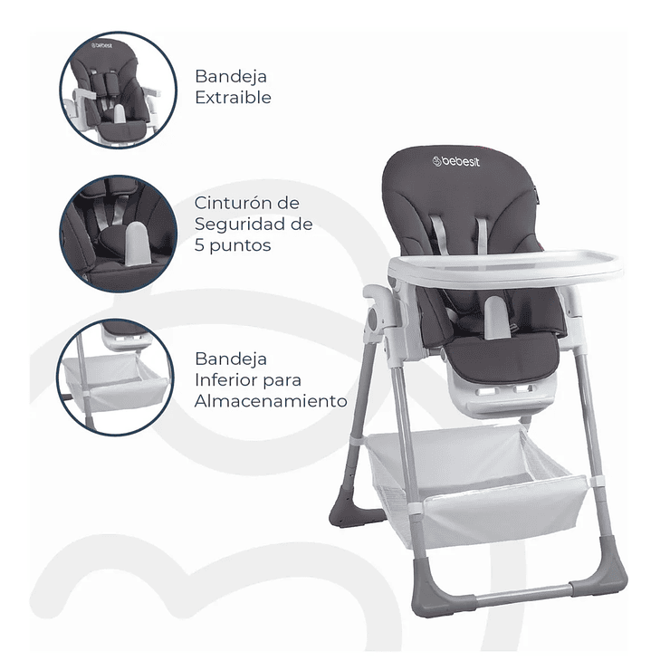 Silla de Comer Snack LX Gris Bebesit 5