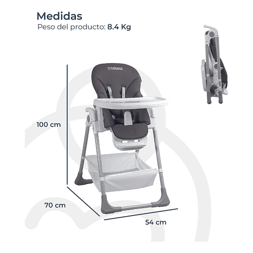 Silla de Comer Snack LX Gris Bebesit 6