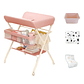 Mudador Portatil Plegable Bebé Multifuncional Con Ruedas Rosa - Miniatura 1