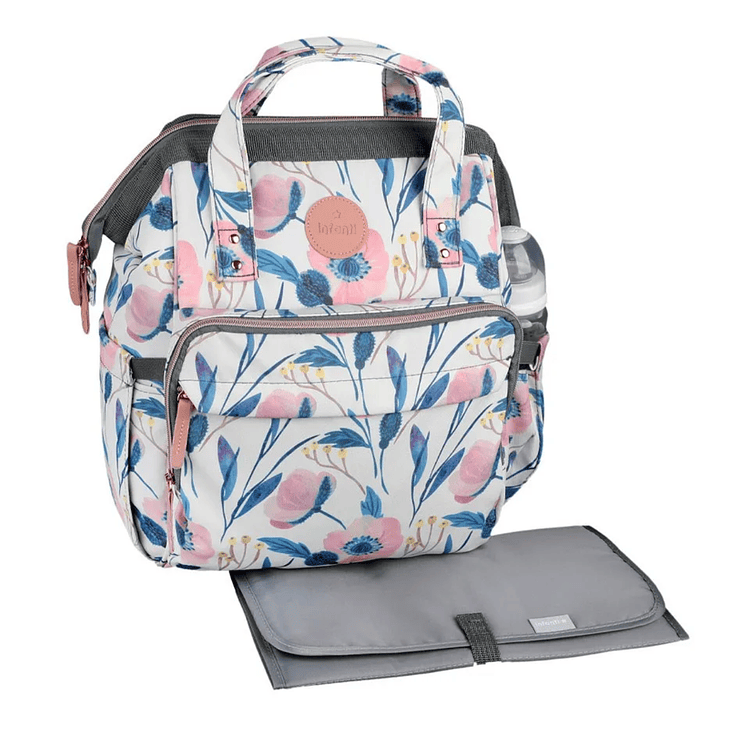 Mochila Pañalera Infanti Open Floral Color Blanco 2