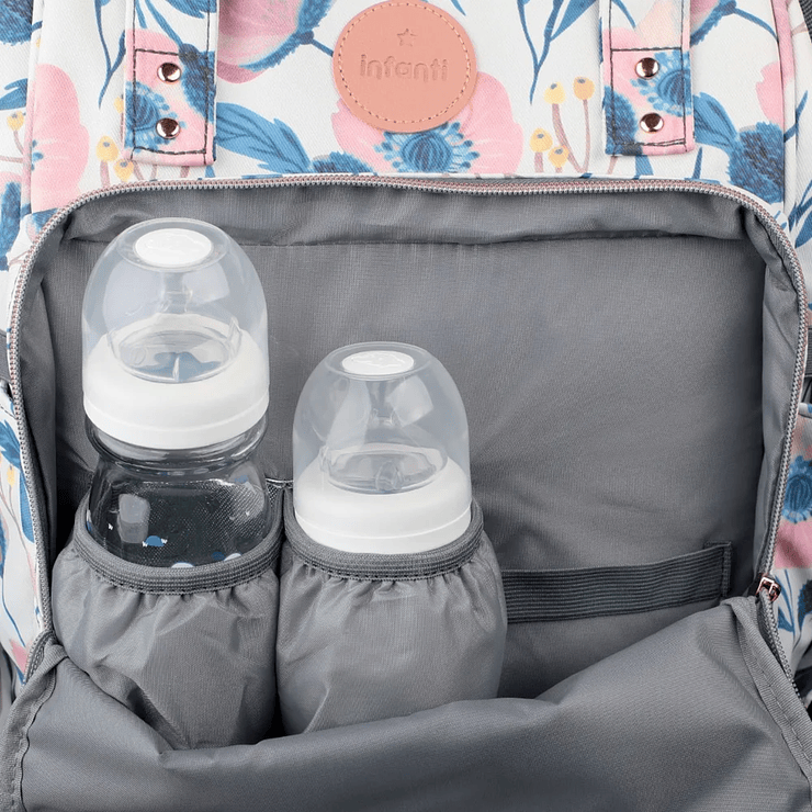 Mochila Pañalera Infanti Open Floral Color Blanco 6