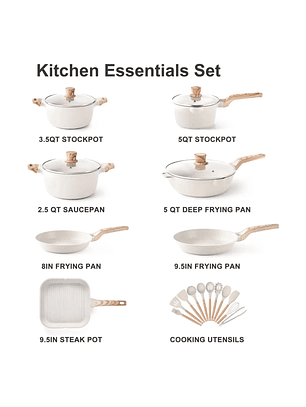 Bateria De Cocina Juego De Ollas Y Sarten 23 Pcs Caannasweis