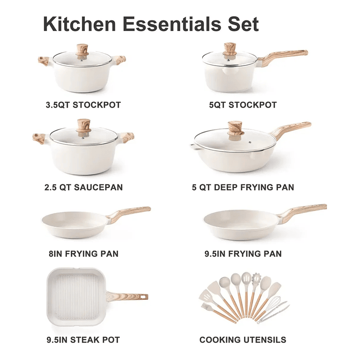 Bateria De Cocina Juego De Ollas Y Sarten 23 Pcs Caannasweis 2