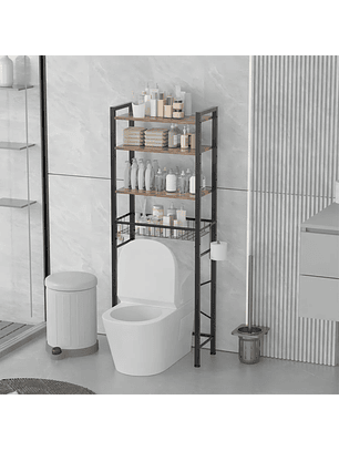 Estante Organizador Aizo Metálico 4 Niveles Negro para Baño y Lavadora