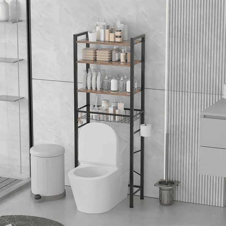 Estante Organizador Aizo Metálico 4 Niveles Negro para Baño y Lavadora 1