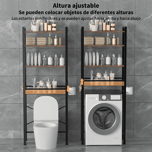 Estante Organizador Aizo Metálico 4 Niveles Negro para Baño y Lavadora 3